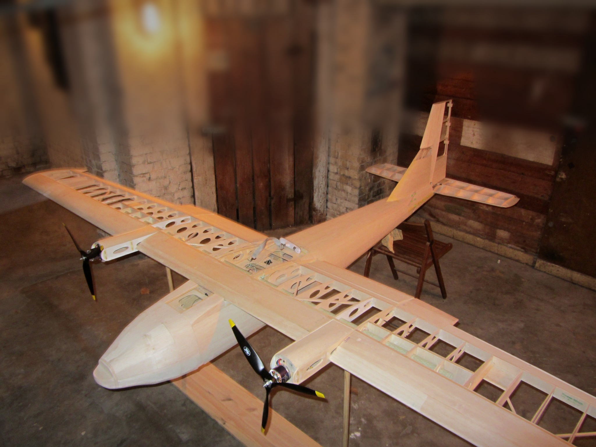 LF-2944 scratch-built twin-electric fixed-wing UAS prototype during construction